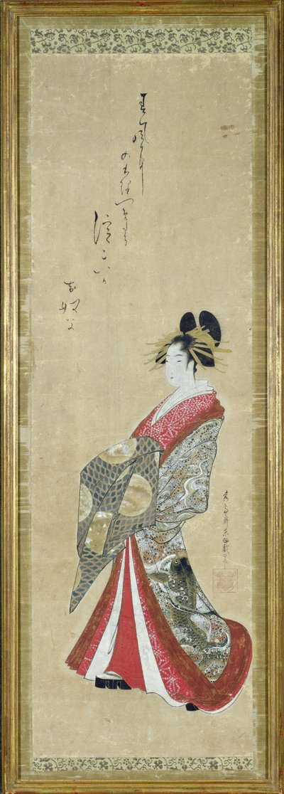 Retrato de una joven cortesana de Japanese School